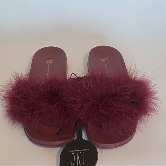 INC International Concepts Women’s Faux-Marabou Slide Slippers - Picture 6 of 10